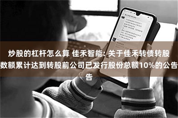 炒股的杠杆怎么算 佳禾智能: 关于佳禾转债转股数额累计达到转股前公司已发行股份总额10%的公告